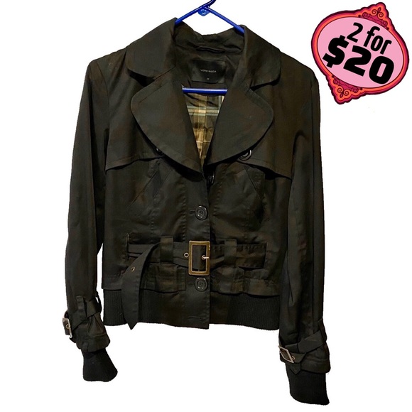 🎉2/$20 Vero Moda Balsa Short Jacket Belted Bomber Blazer Cropped Collared Coat - Picture 1 of 16